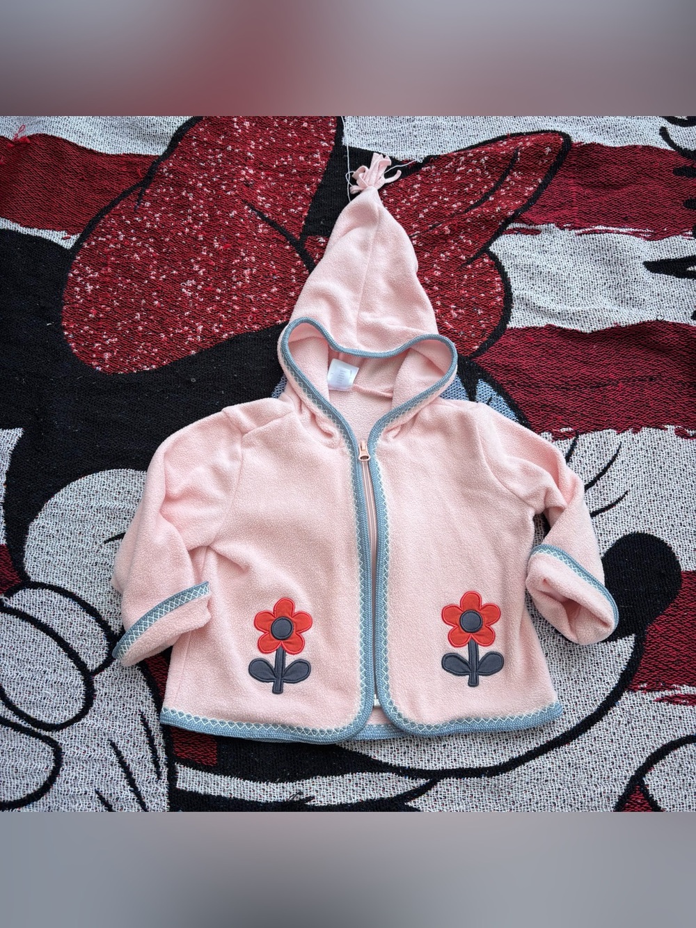 HANNA ANDERSSON PINK FLEECE FLORAL ACCENT ZIP UP HOODIE SIZE 2T